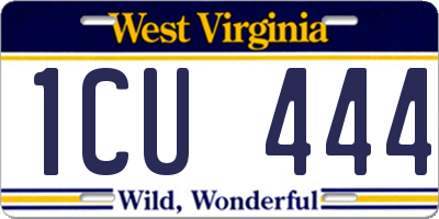 WV license plate 1CU444