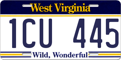 WV license plate 1CU445