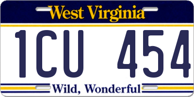 WV license plate 1CU454