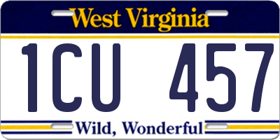 WV license plate 1CU457