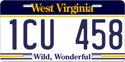 WV license plate 1CU458