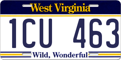 WV license plate 1CU463