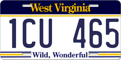 WV license plate 1CU465