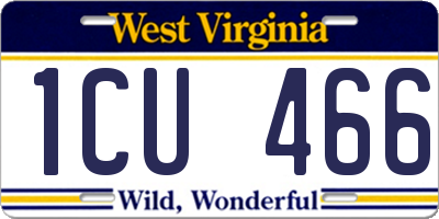 WV license plate 1CU466