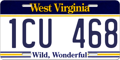 WV license plate 1CU468