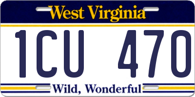 WV license plate 1CU470