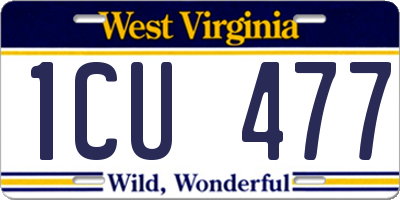 WV license plate 1CU477