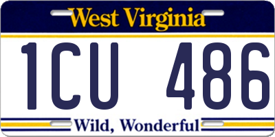 WV license plate 1CU486