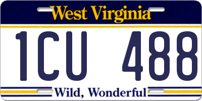 WV license plate 1CU488