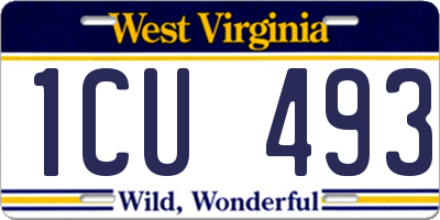 WV license plate 1CU493