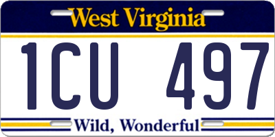 WV license plate 1CU497