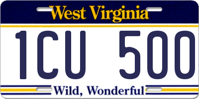 WV license plate 1CU500