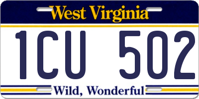 WV license plate 1CU502