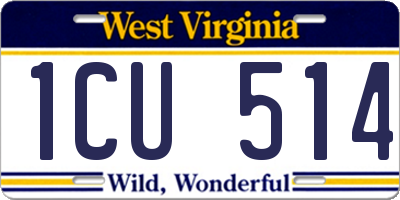 WV license plate 1CU514