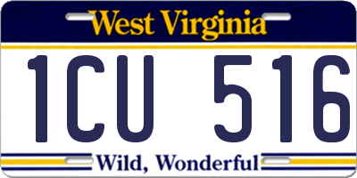 WV license plate 1CU516