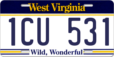 WV license plate 1CU531
