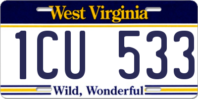 WV license plate 1CU533