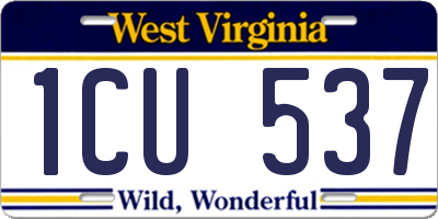 WV license plate 1CU537