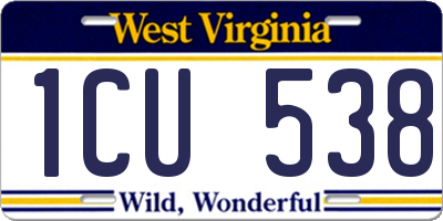 WV license plate 1CU538