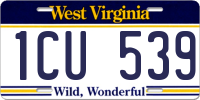 WV license plate 1CU539