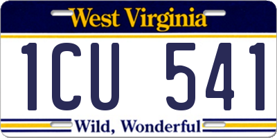 WV license plate 1CU541
