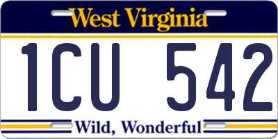 WV license plate 1CU542
