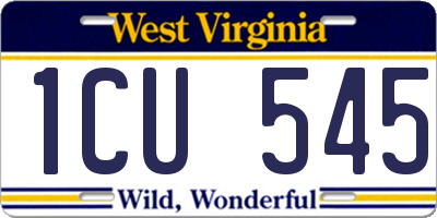WV license plate 1CU545