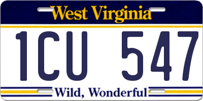 WV license plate 1CU547