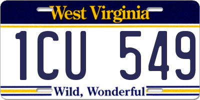 WV license plate 1CU549