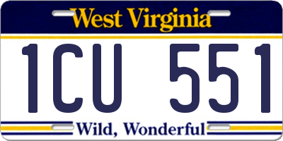 WV license plate 1CU551