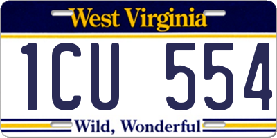 WV license plate 1CU554