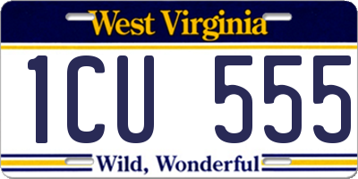 WV license plate 1CU555