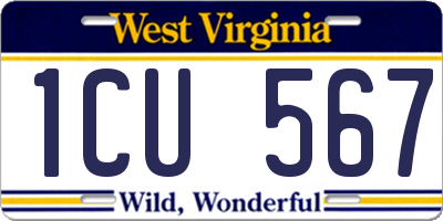 WV license plate 1CU567