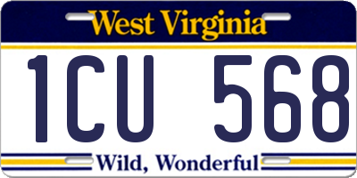WV license plate 1CU568