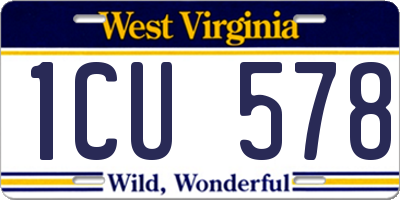 WV license plate 1CU578