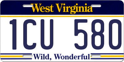 WV license plate 1CU580