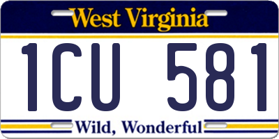 WV license plate 1CU581