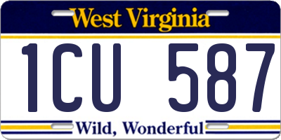 WV license plate 1CU587