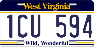 WV license plate 1CU594