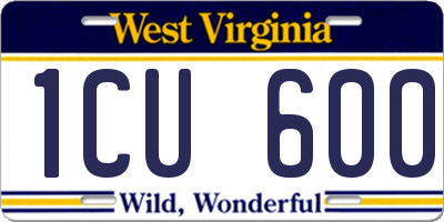 WV license plate 1CU600