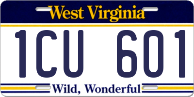 WV license plate 1CU601
