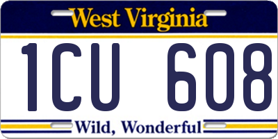 WV license plate 1CU608