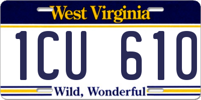 WV license plate 1CU610