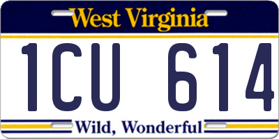 WV license plate 1CU614