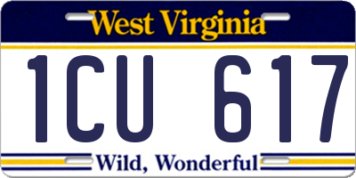 WV license plate 1CU617