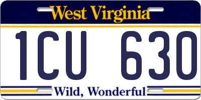 WV license plate 1CU630