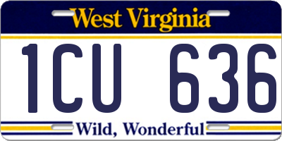 WV license plate 1CU636