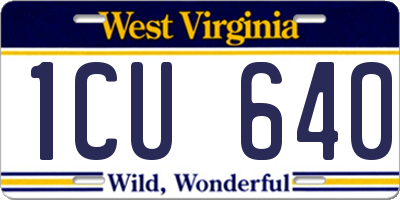 WV license plate 1CU640
