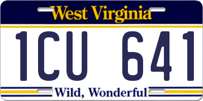 WV license plate 1CU641