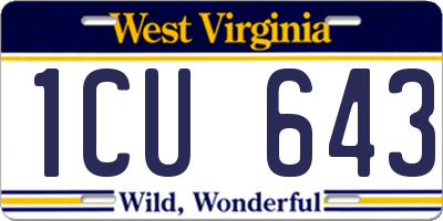 WV license plate 1CU643